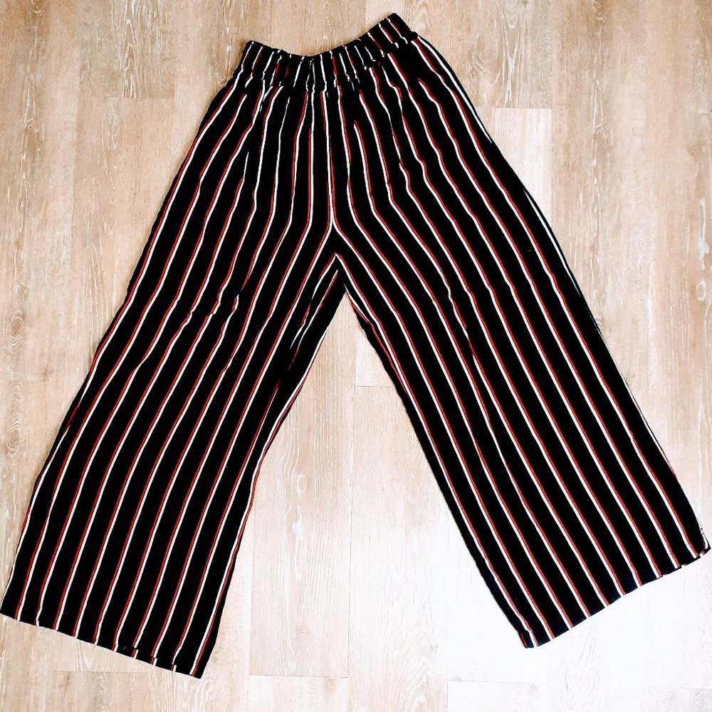 Navy blue, white and red stripped palazzo pant
